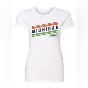 NASCAR Women's White Michigan Graphic Tee Size Large NWT